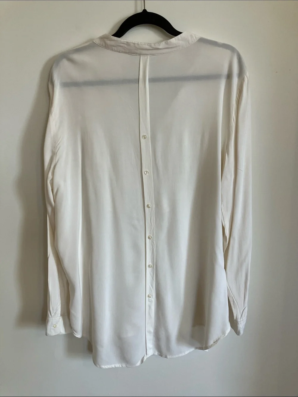 Cato Cream Lace-Trim Split V Long Sleeve Blouse